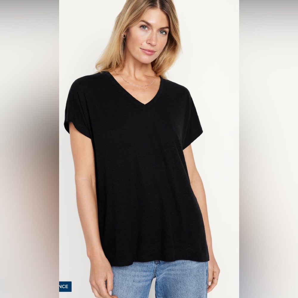 Old Navy Luxe Black V Neck Shirt, Large